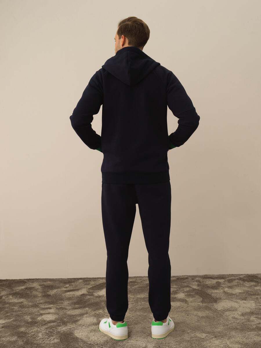 Lacivert Regular Fit Kapüşonlu Pamuklu Sweat Mont - 4