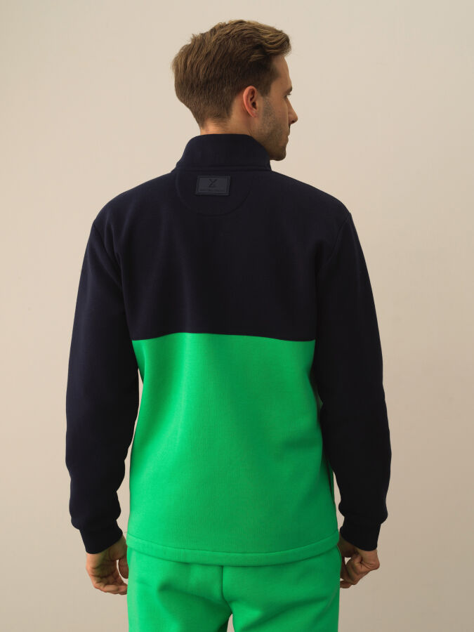 Lacivert Pamuk Dokulu Regular Fit Sweatmont - Xint