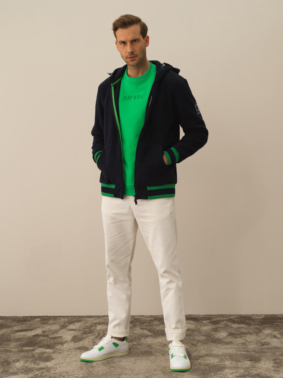 Lacivert Pamuk Dokulu Regular Fit Sweatmont