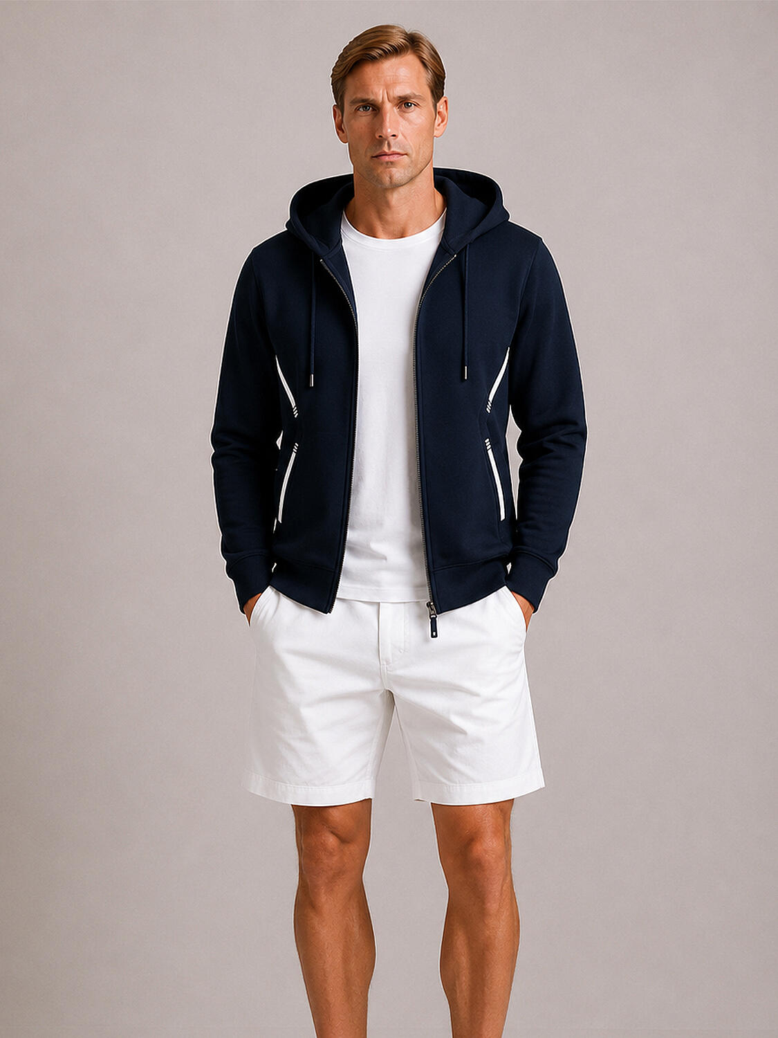 Lacivert Pamuk Dokulu Regular Fit Sweatmont - 1