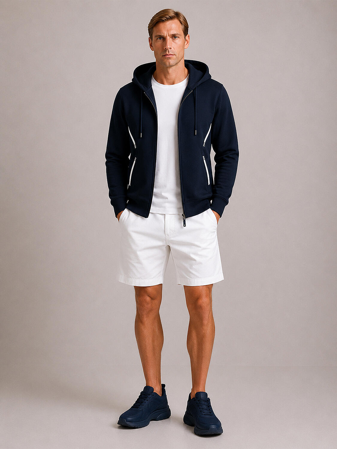 Lacivert Pamuk Dokulu Regular Fit Sweatmont - 2