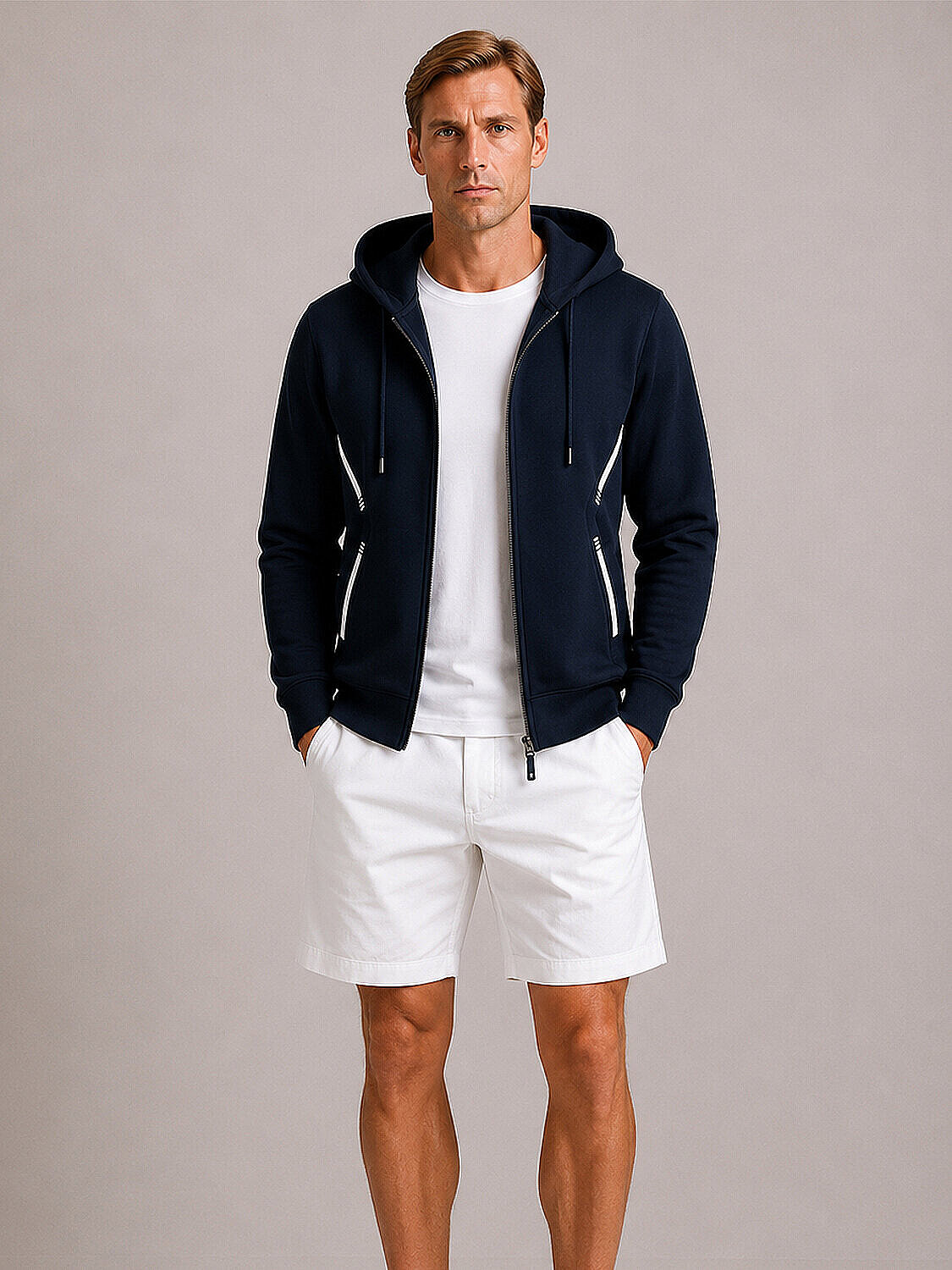 Lacivert Pamuk Dokulu Regular Fit Sweatmont (2)