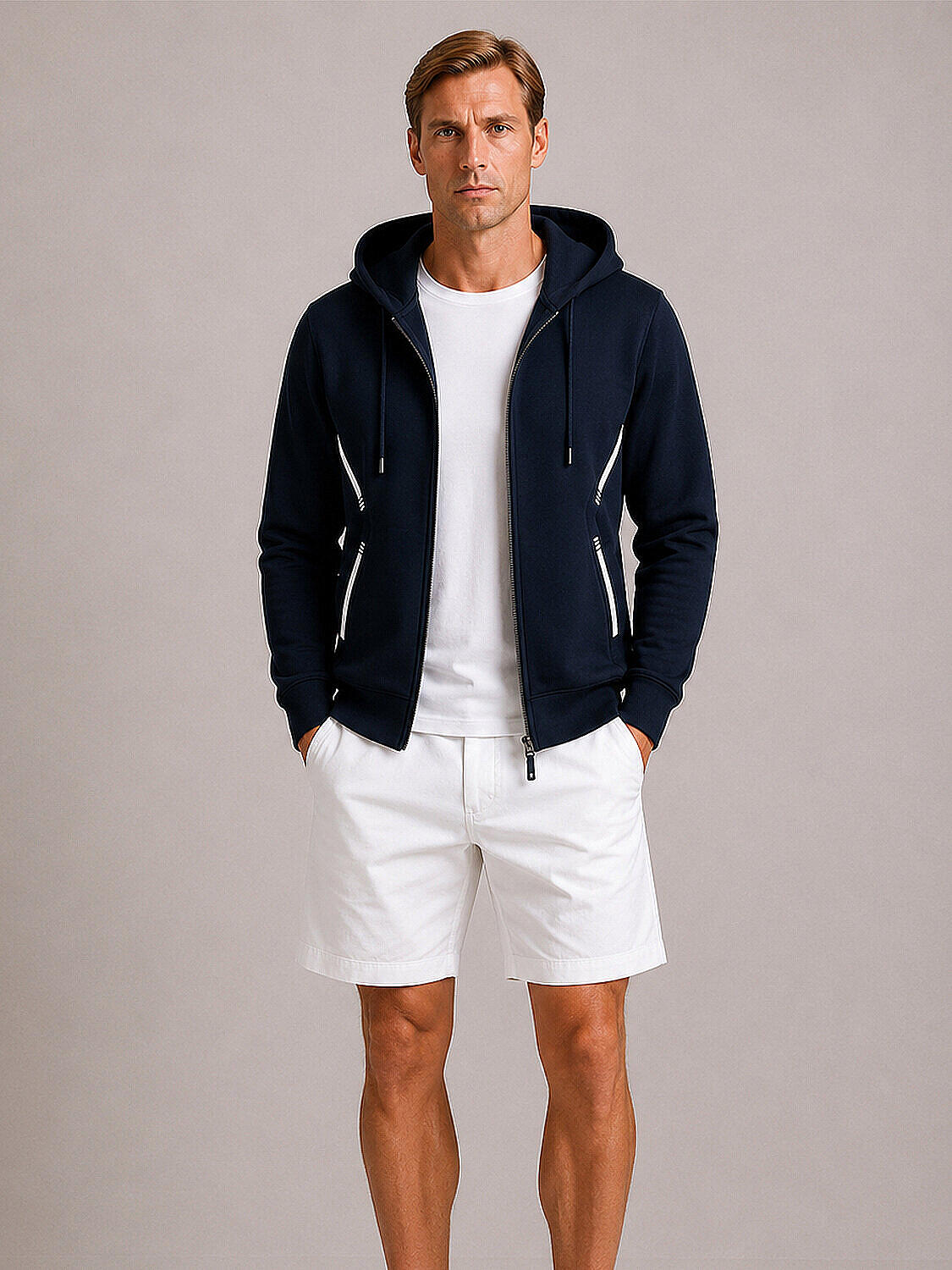 Lacivert Pamuk Dokulu Regular Fit Sweatmont (1)