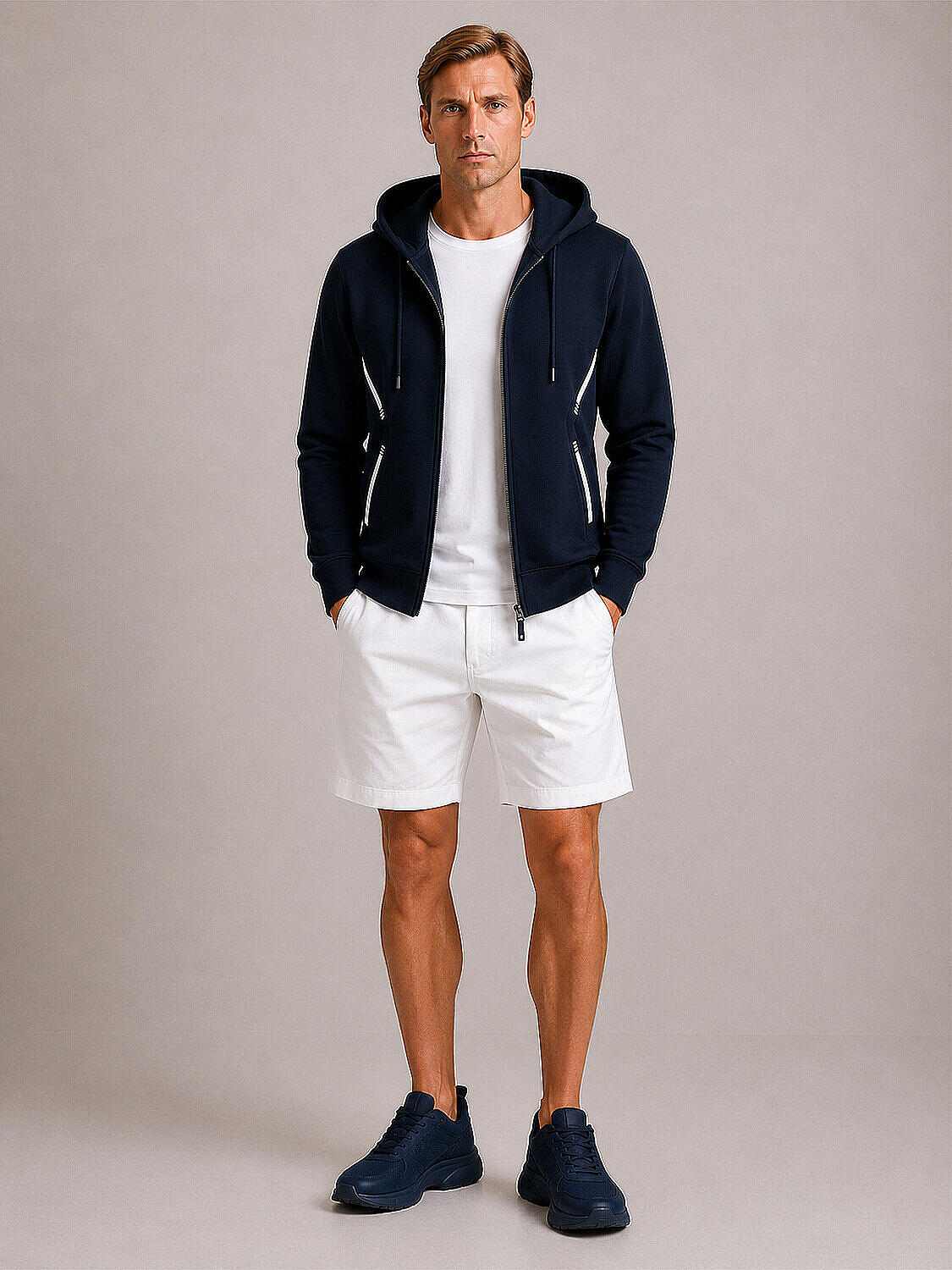 Lacivert Pamuk Dokulu Regular Fit Sweatmont (2)