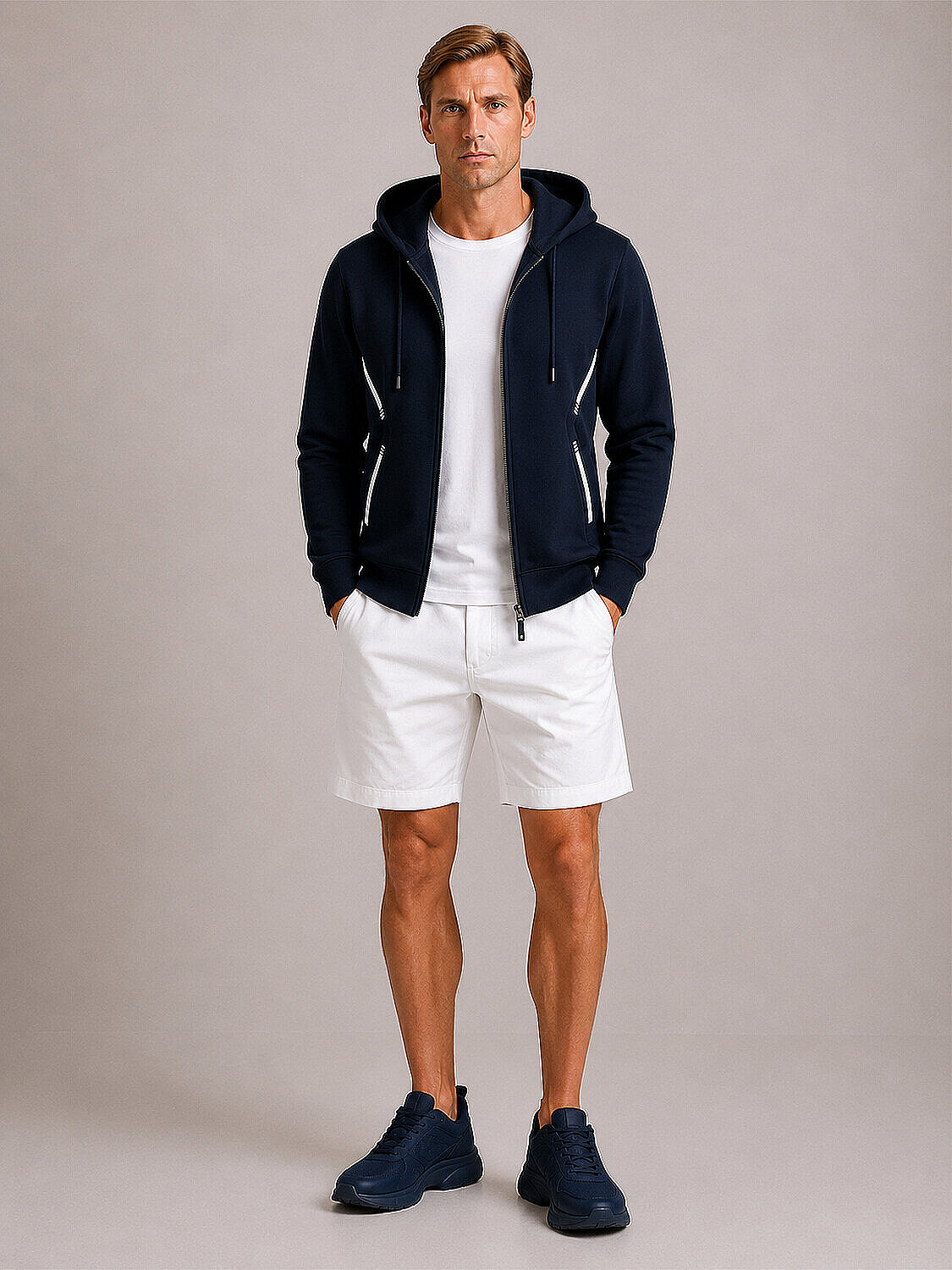 Lacivert Pamuk Dokulu Regular Fit Sweatmont (3)
