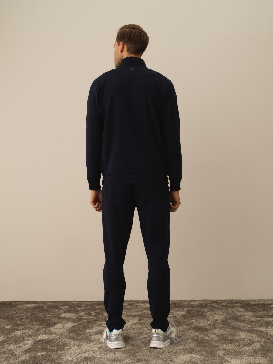 Lacivert Pamuk Dokulu Slim Fit Sweatmont - 4