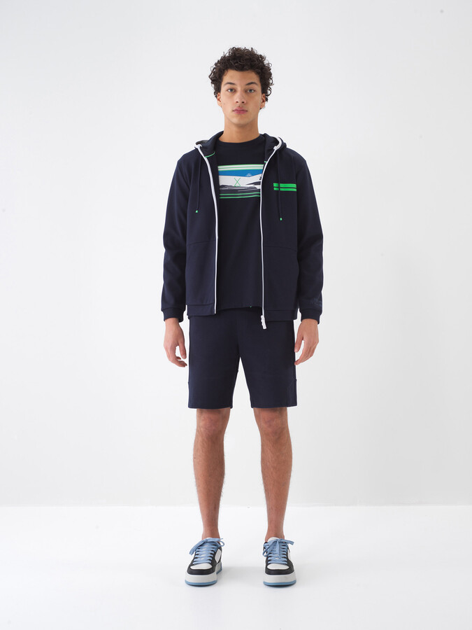Lacivert Pamuk Dokulu Regular Fit Sweat Mont (1)