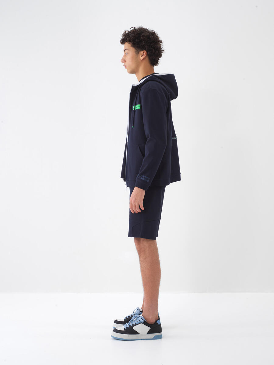 Lacivert Pamuk Dokulu Regular Fit Sweat Mont - 4