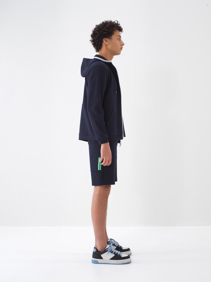Lacivert Pamuk Dokulu Regular Fit Sweat Mont (3)