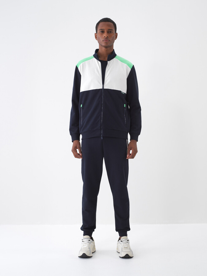 Lacivert Pamuk Dokulu Regular Fit Sweat Mont (1)