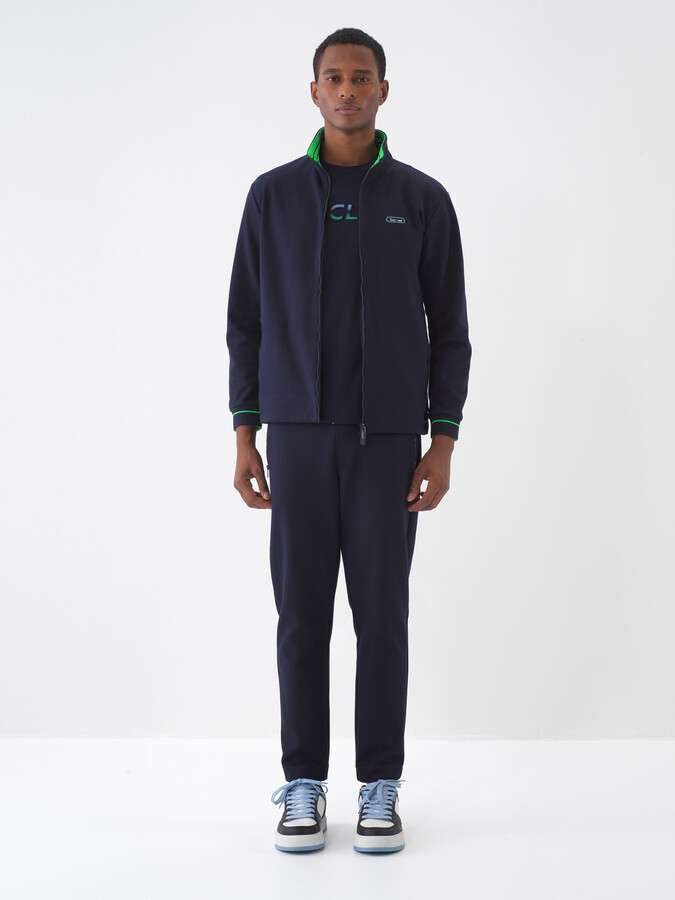 Lacivert Pamuk Dokulu Regular Fit Sweat Mont (1)