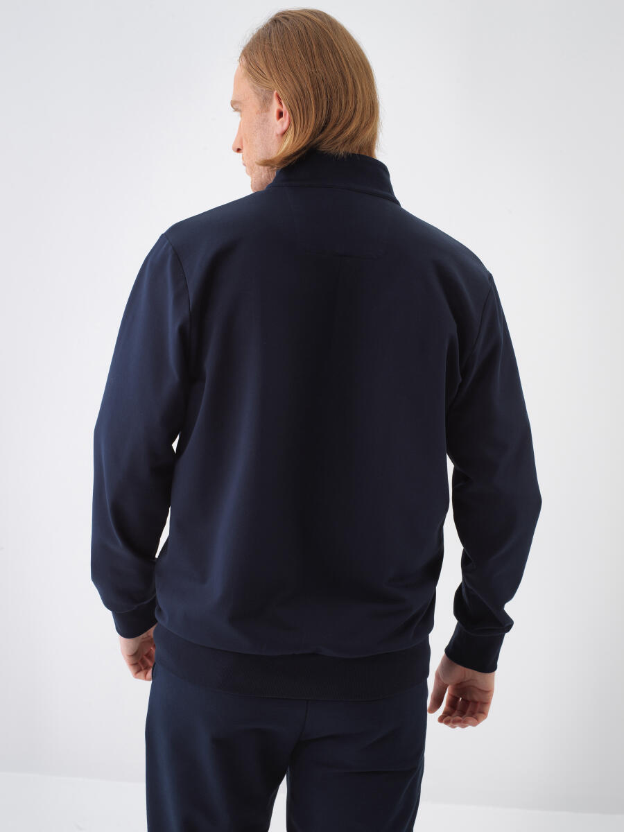 Lacivert Pamuk Dokulu Regular Fit Sweat Mont - 4