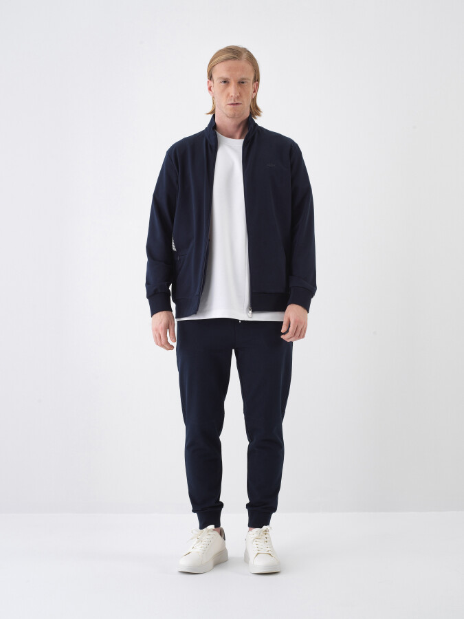 Lacivert Pamuk Dokulu Regular Fit Sweat Mont (1)