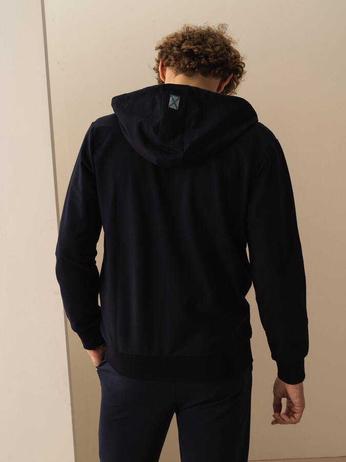 Lacivert Pamuk Dokulu Slim Fit Sweat Mont (3)