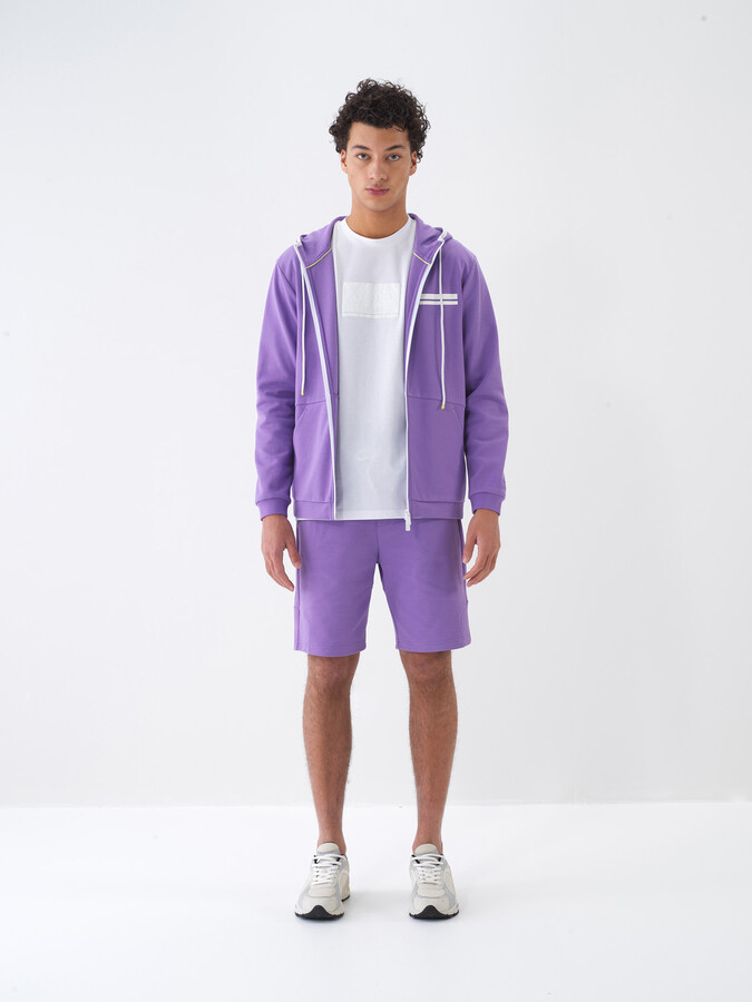 Lila Pamuk Dokulu Regular Fit Sweat Mont (1)