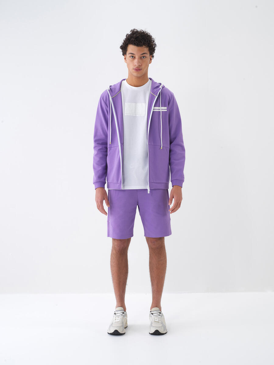 Lila Pamuk Dokulu Regular Fit Sweat Mont - 1
