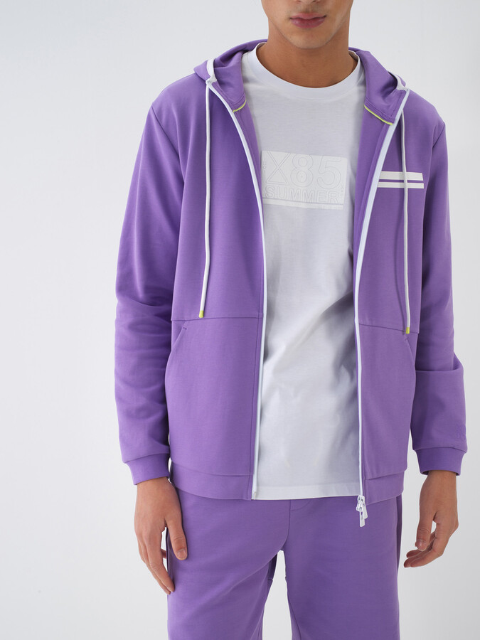 Lila Pamuk Dokulu Regular Fit Sweat Mont