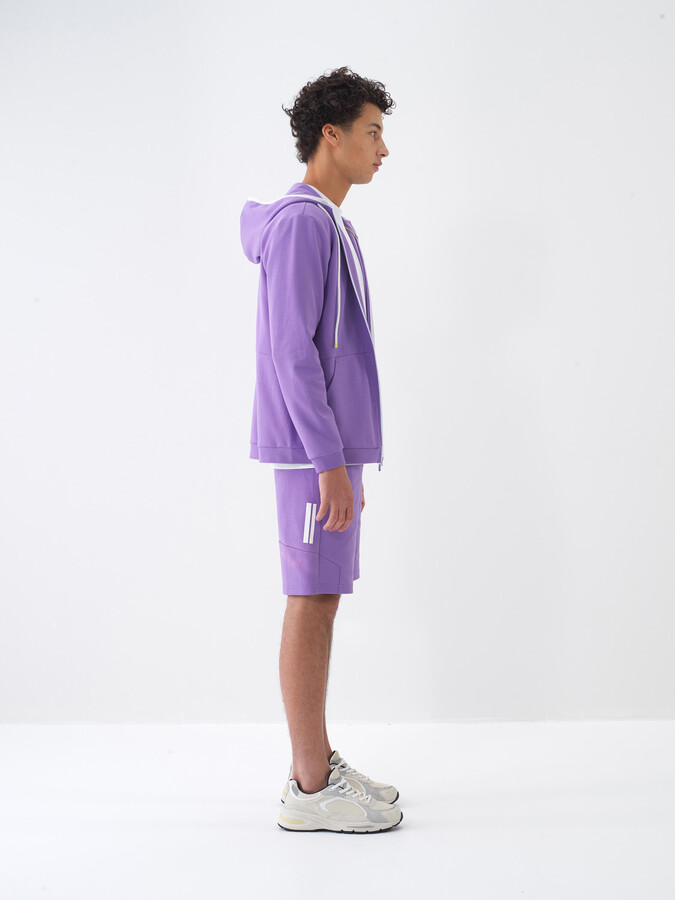 Lila Pamuk Dokulu Regular Fit Sweat Mont - 3