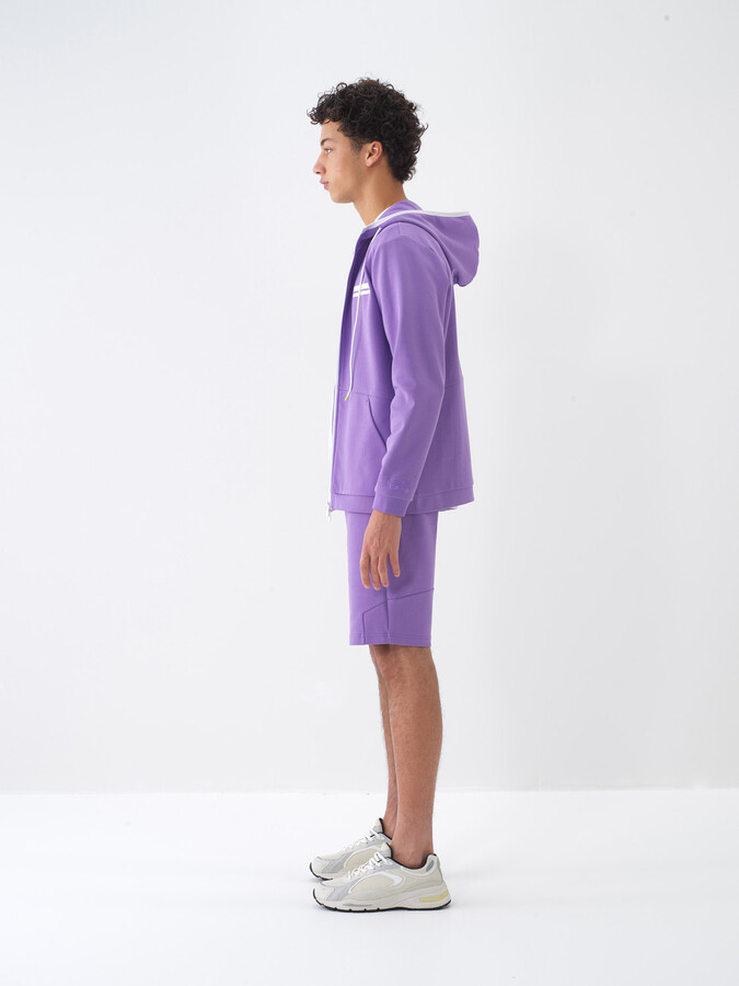 Lila Pamuk Dokulu Regular Fit Sweat Mont (4)