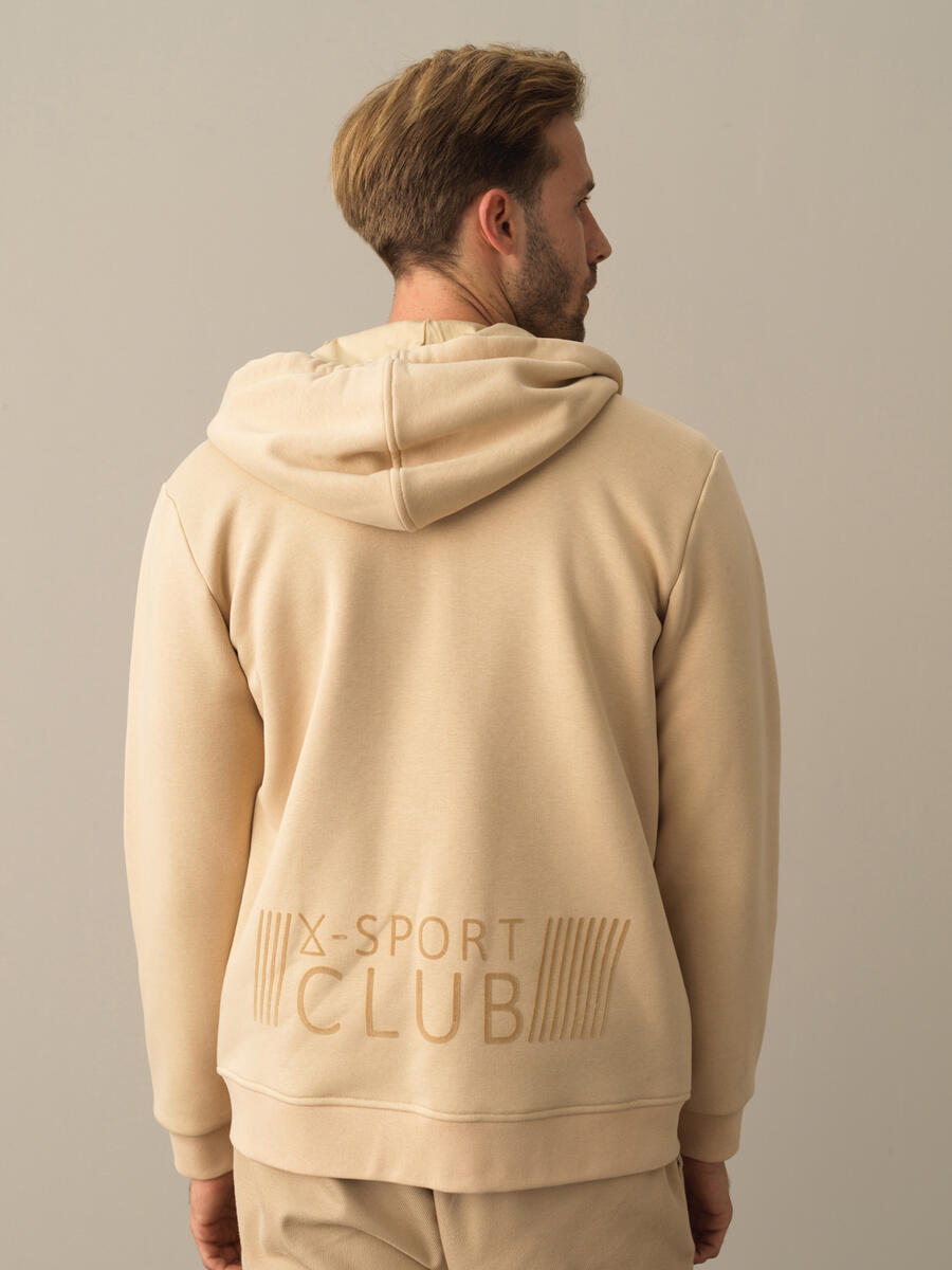 Bej Regular Fit Kapüşonlu Pamuklu Sweat Mont - 4