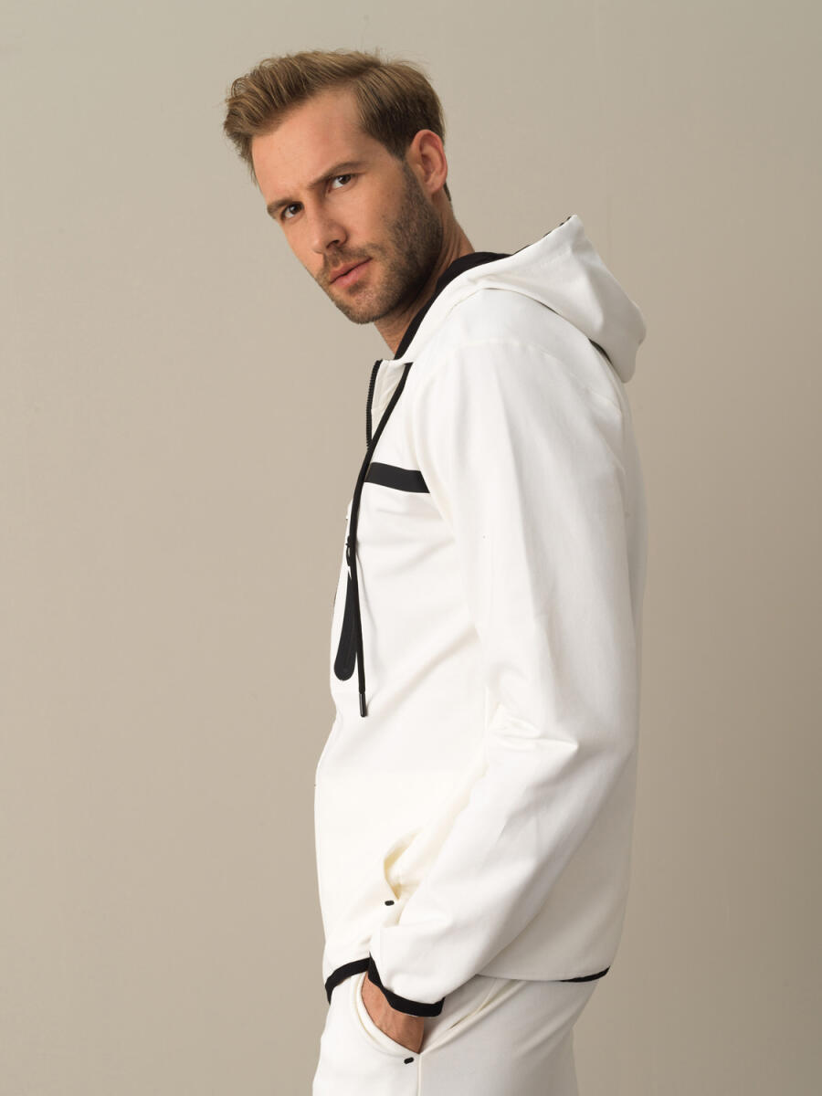 Ekru Regular Fit Kapüşonlu Pamuklu Sweat Mont - 1
