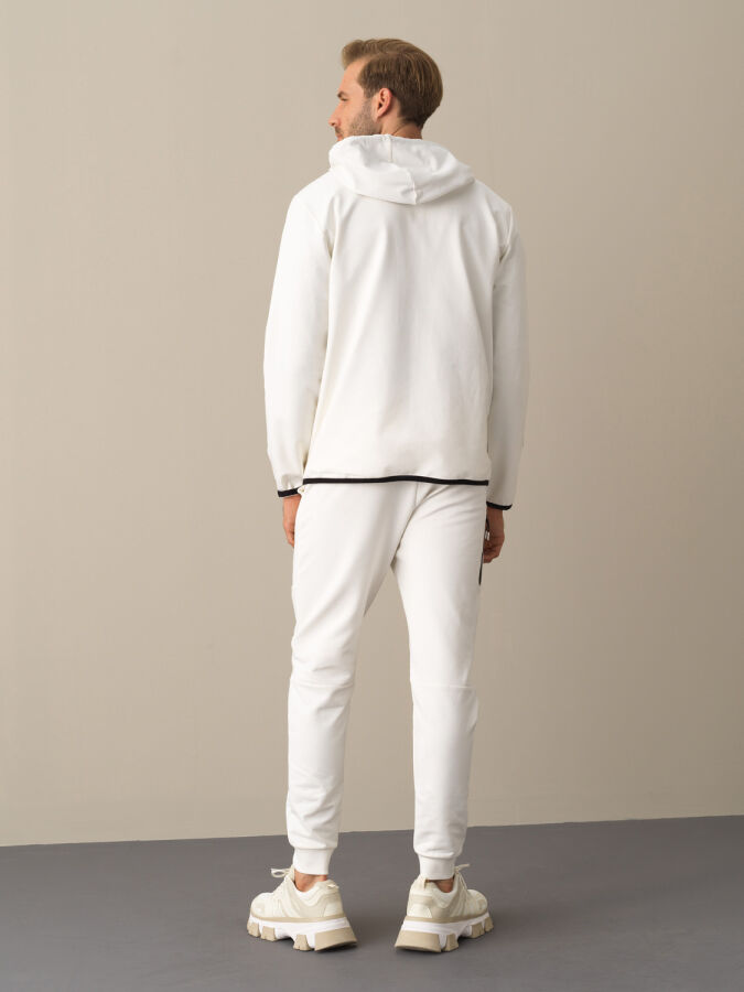 Ekru Regular Fit Kapüşonlu Pamuklu Sweat Mont - 4