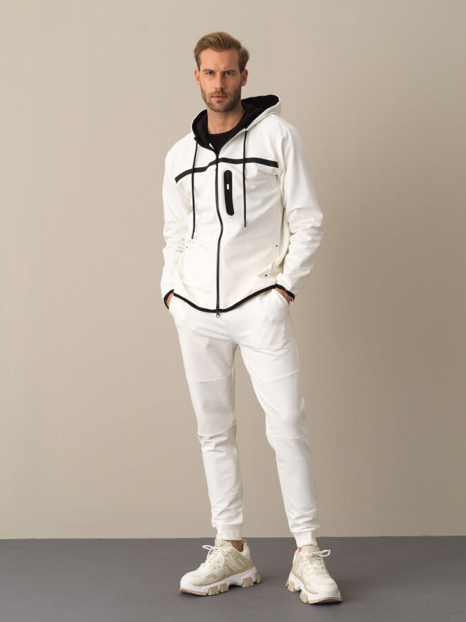 Ekru Regular Fit Kapüşonlu Pamuklu Sweat Mont - 2