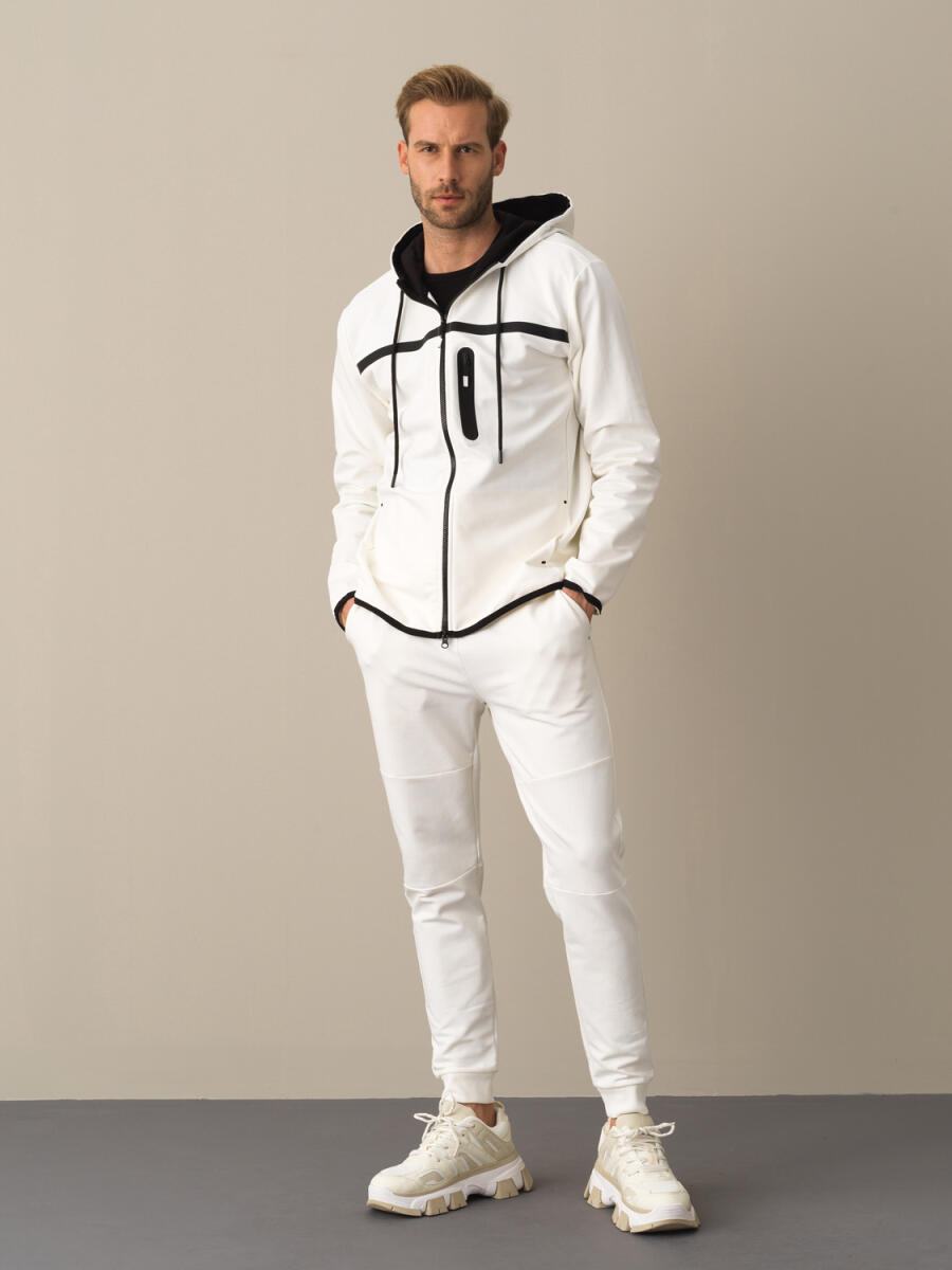Ekru Regular Fit Kapüşonlu Pamuklu Sweat Mont - 2