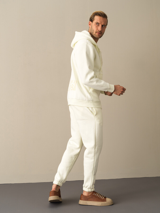 Ekru Regular Fit Kapüşonlu Pamuklu Sweat Mont - 4