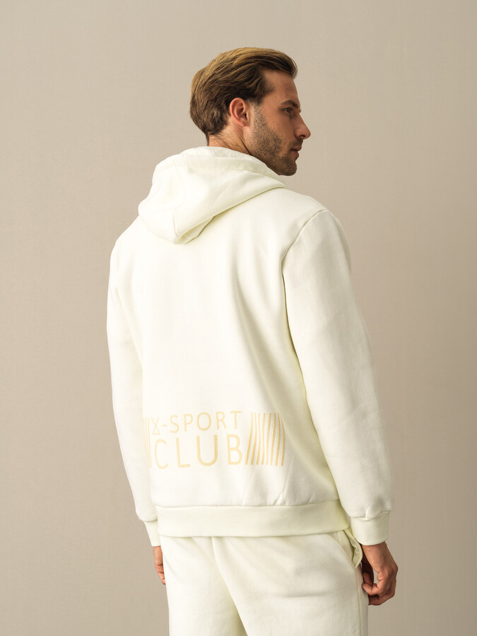 Ekru Regular Fit Kapüşonlu Pamuklu Sweat Mont - 3