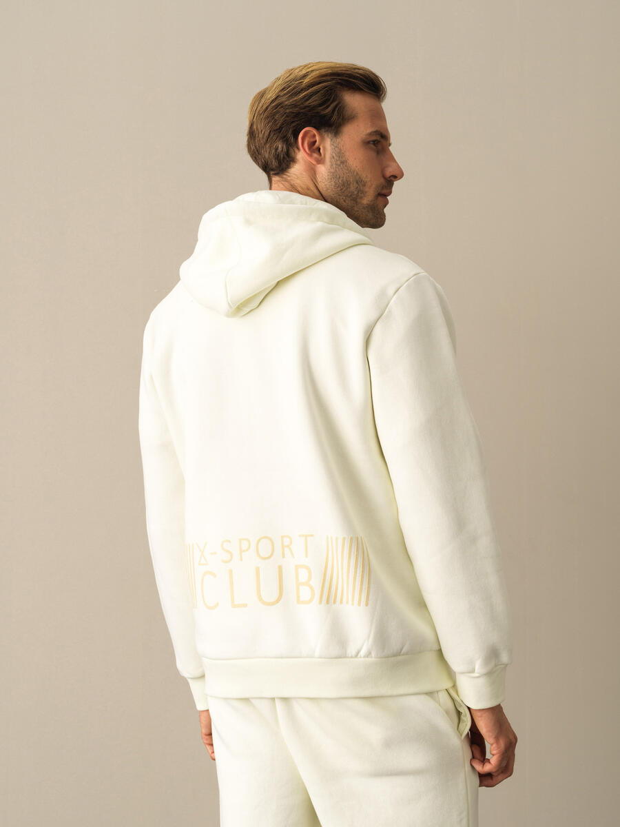 Ekru Regular Fit Kapüşonlu Pamuklu Sweat Mont - 3