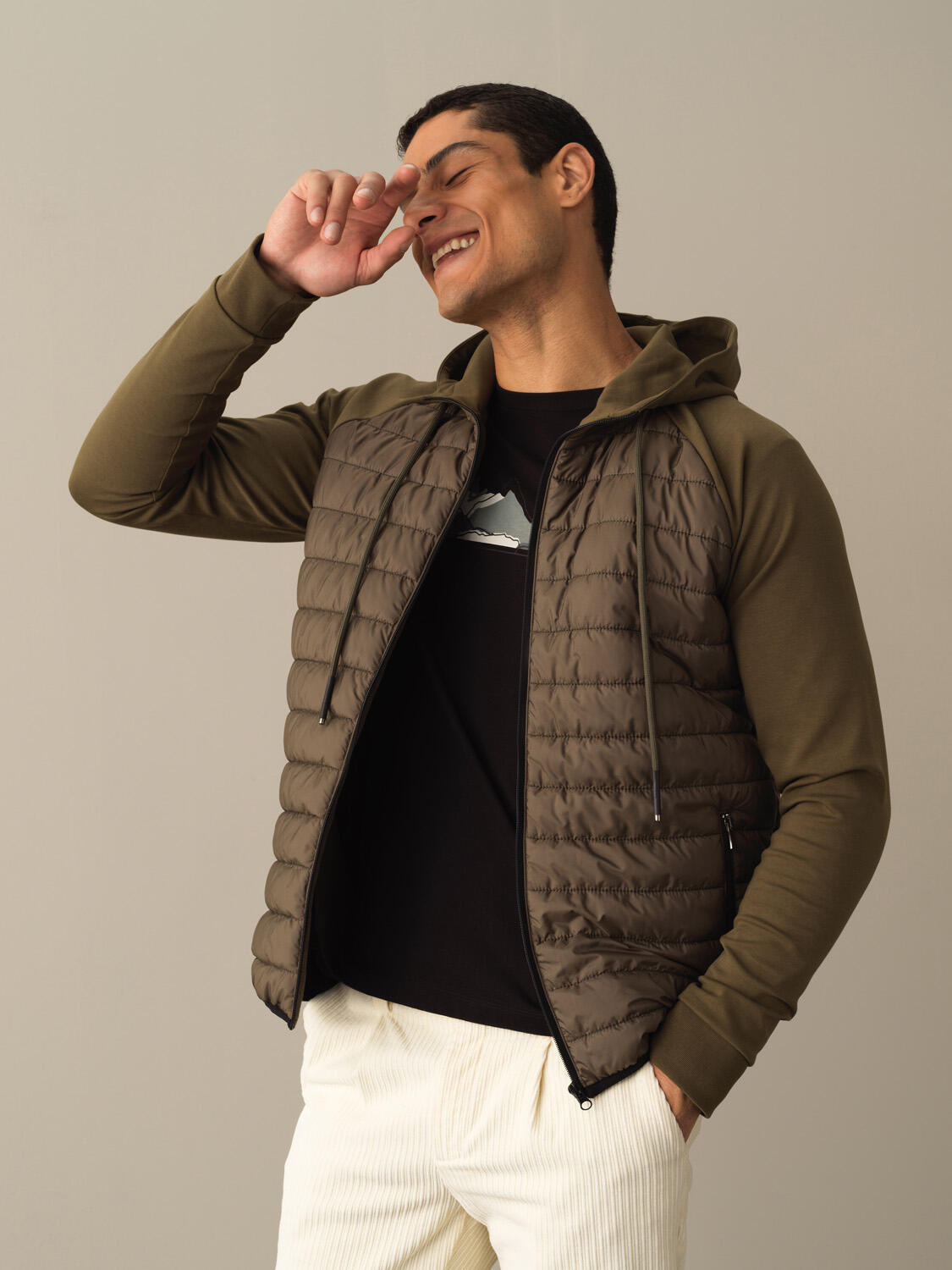 Haki Pamuk Dokulu Regular Fit Sweatmont  