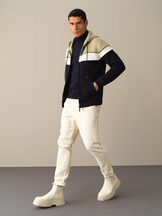 Lacivert Regular Fit Kapüşonlu Pamuklu Sweat Mont - 2