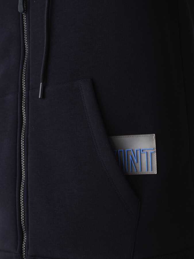 Lacivert Regular Fit Kapüşonlu Pamuklu Sweat Mont - 3