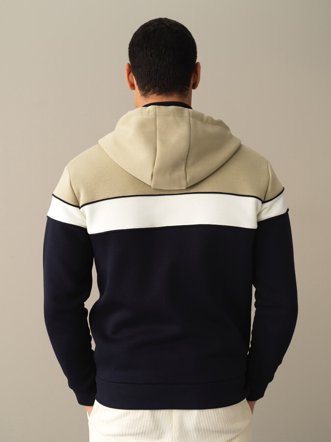 Lacivert Regular Fit Kapüşonlu Pamuklu Sweat Mont - 4