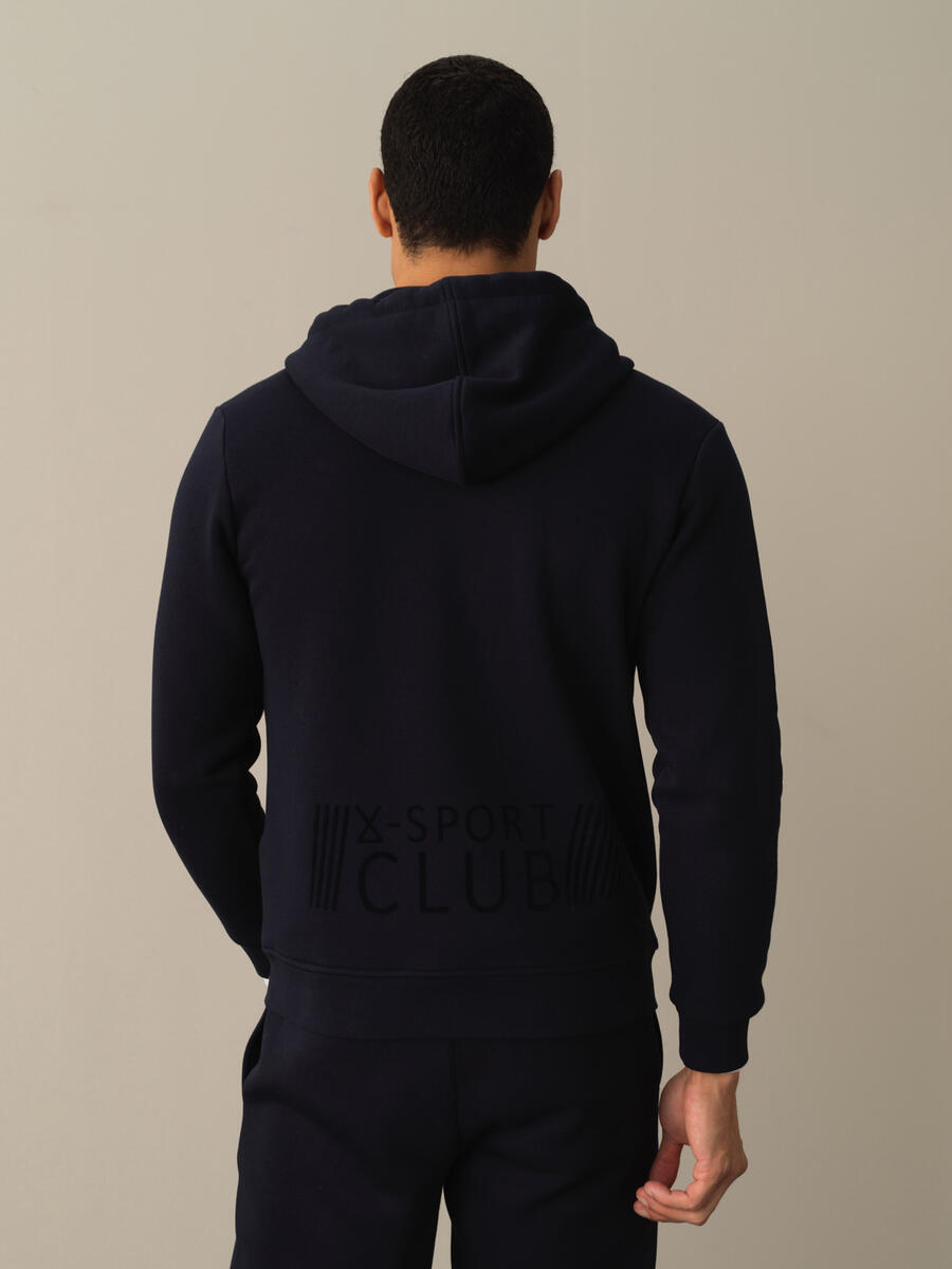 Lacivert Regular Fit Kapüşonlu Pamuklu Sweat Mont - 4