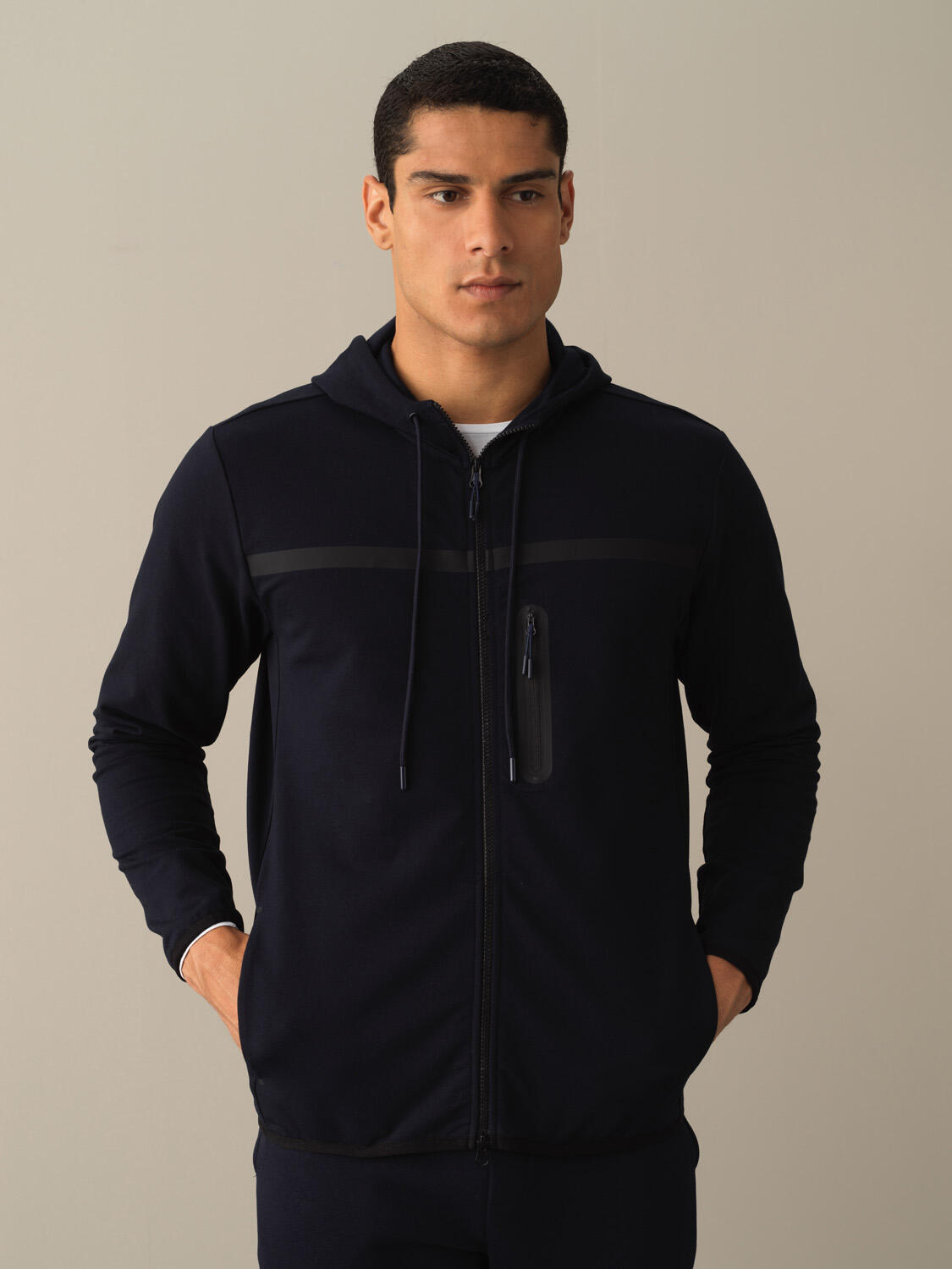 Lacivert Pamuk Dokulu Regular Fit Sweatmont  