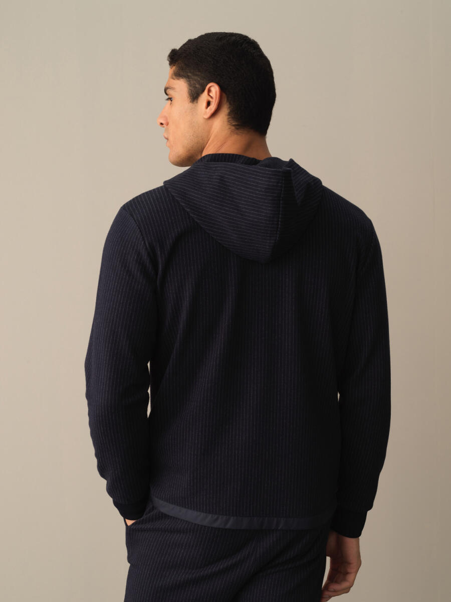 Lacivert Regular Fit Kapüşonlu Pamuklu Sweat Mont - 3