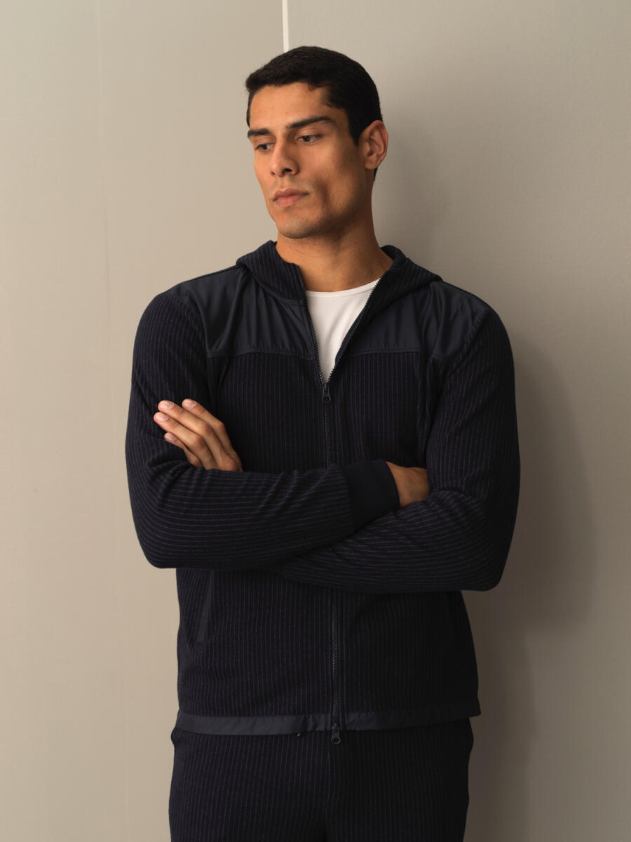 Lacivert Regular Fit Kapüşonlu Pamuklu Sweat Mont - 1