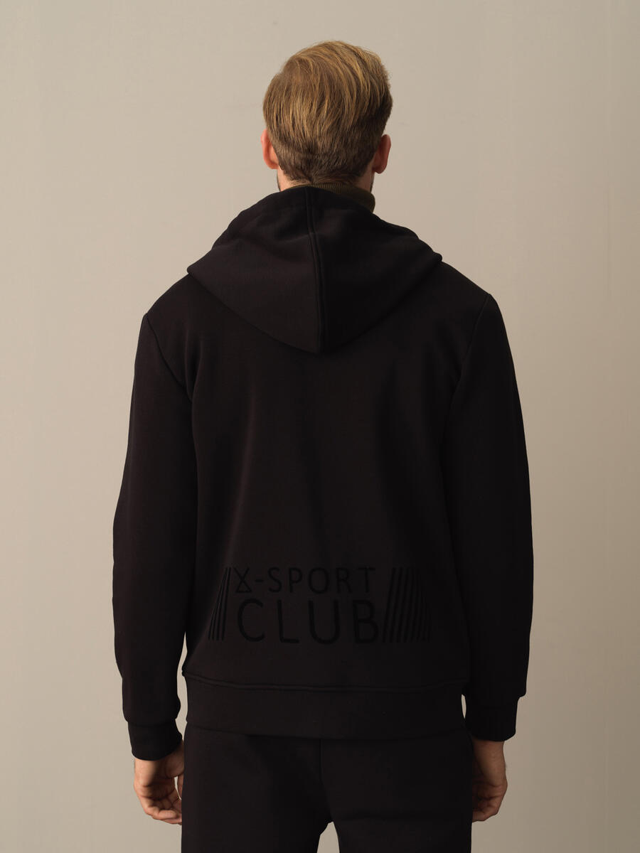 Siyah Regular Fit Kapüşonlu Pamuklu Sweat Mont - 3