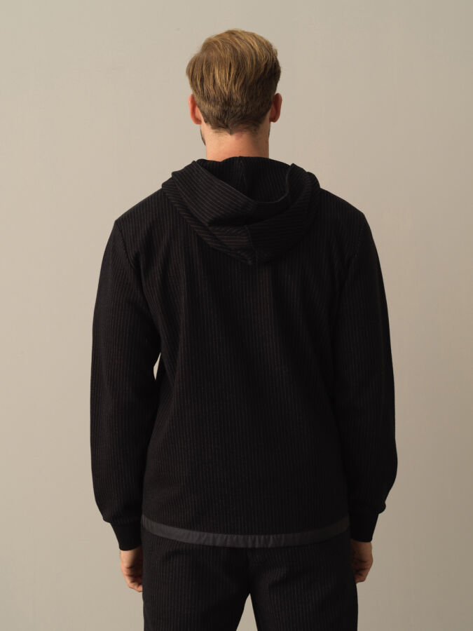 Siyah Regular Fit Kapüşonlu Pamuklu Sweat Mont - 3