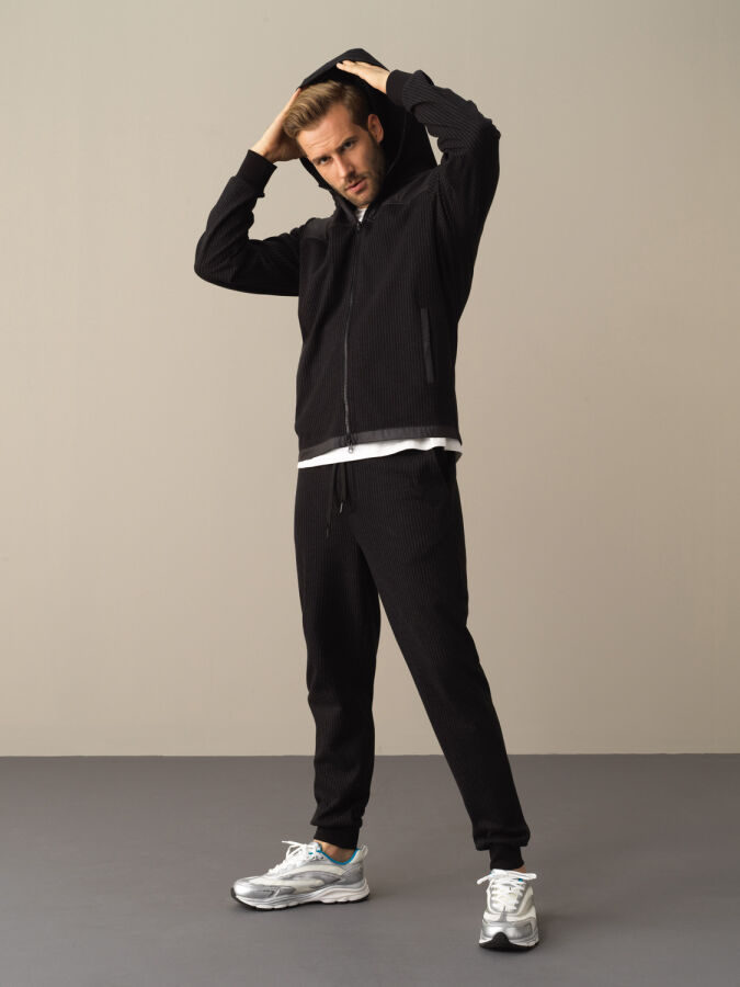 Siyah Regular Fit Kapüşonlu Pamuklu Sweat Mont - 2