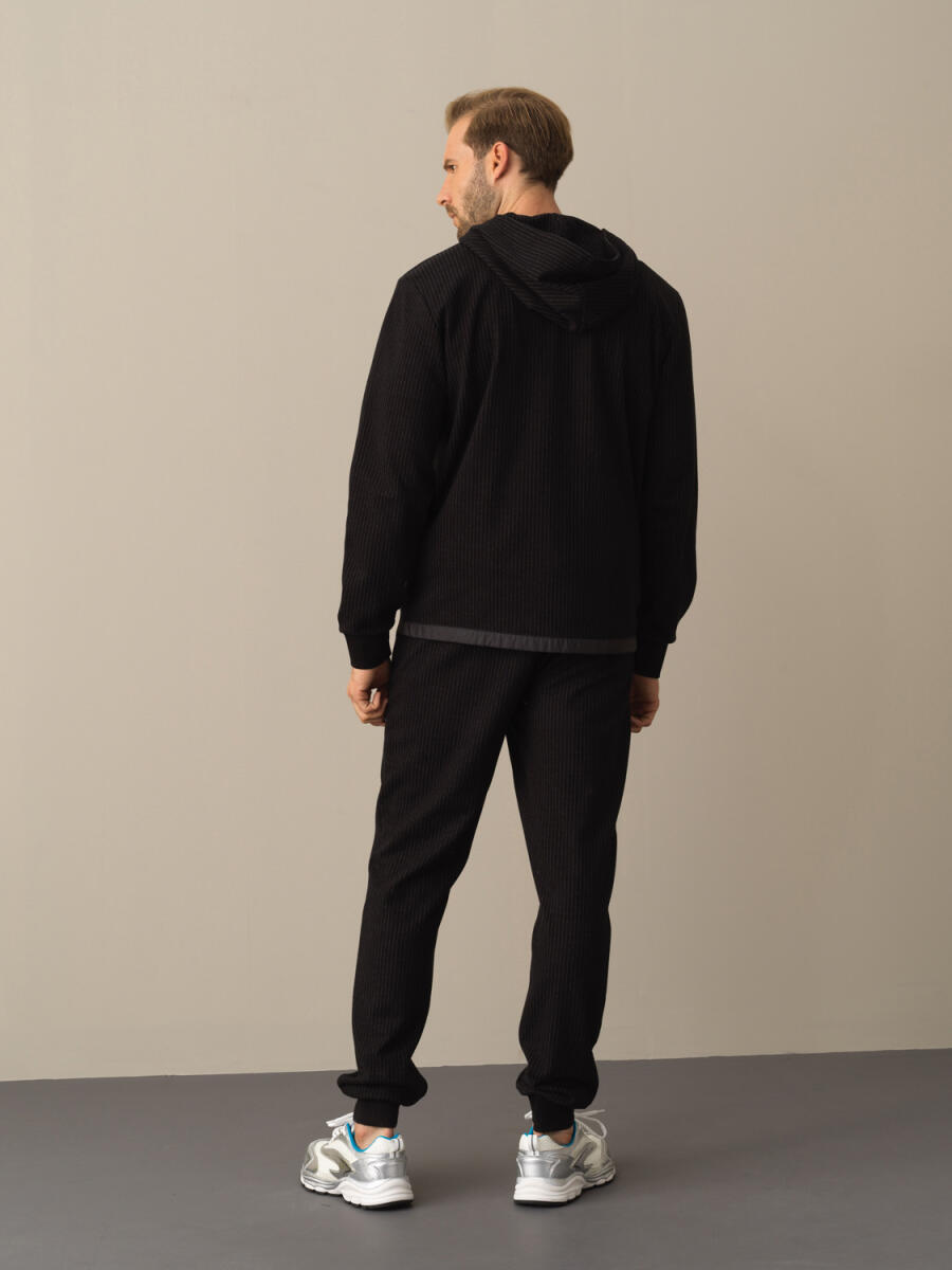 Siyah Regular Fit Kapüşonlu Pamuklu Sweat Mont - 4