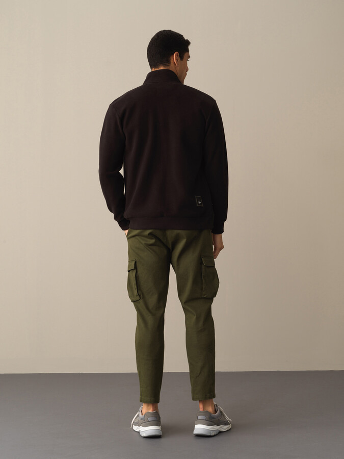 Siyah Regular Fit Dik Yaka Sweat Mont - 3