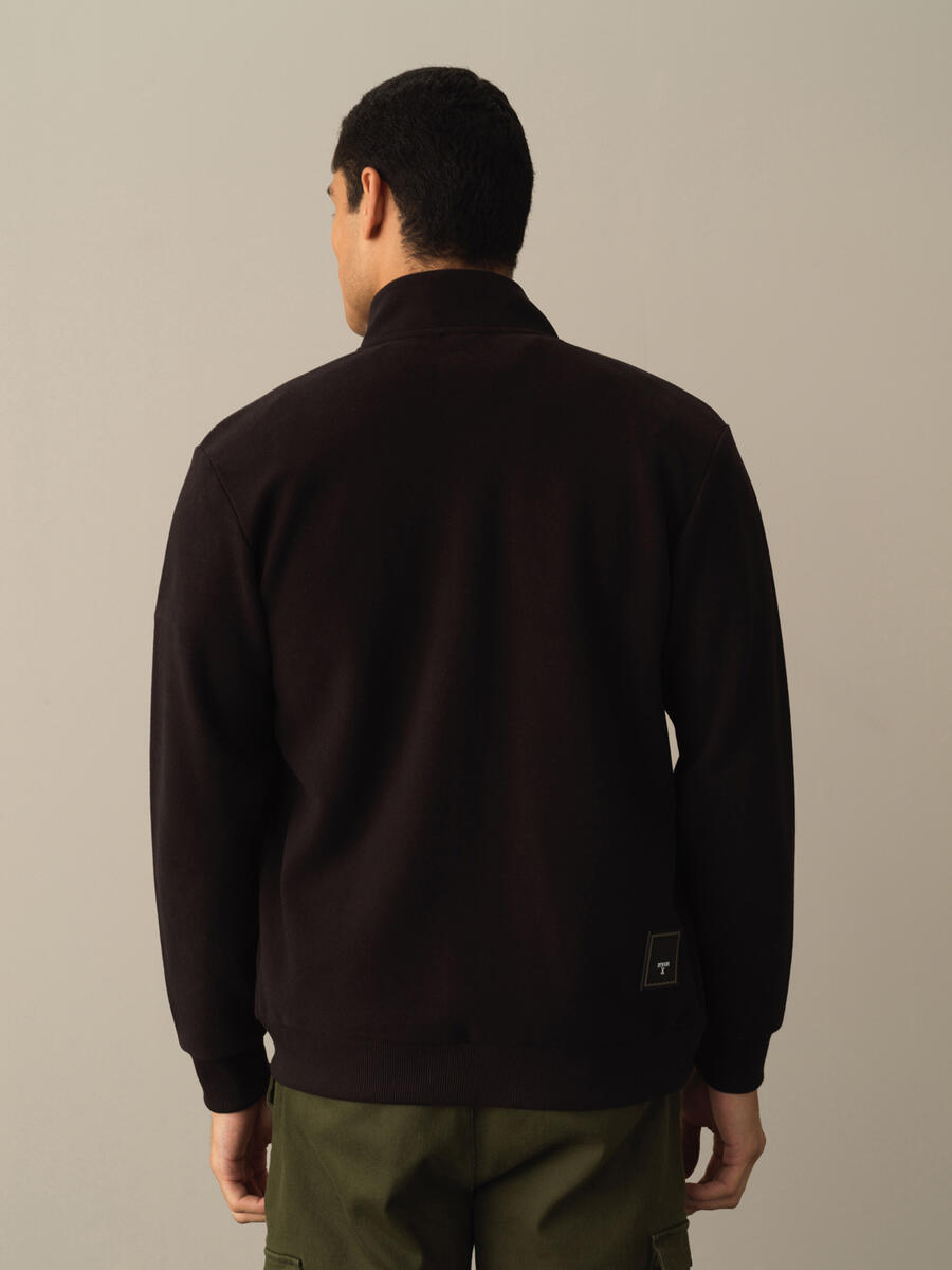 Siyah Regular Fit Dik Yaka Sweat Mont - 2