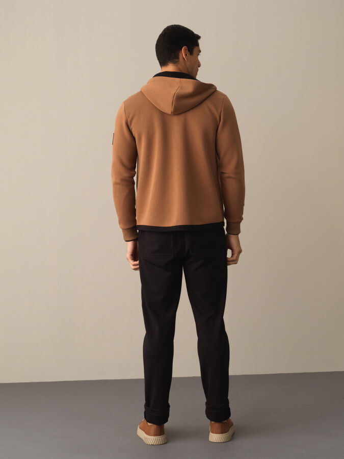 Camel Regular Fit Kapüşonlu Pamuklu Sweat Mont - 4