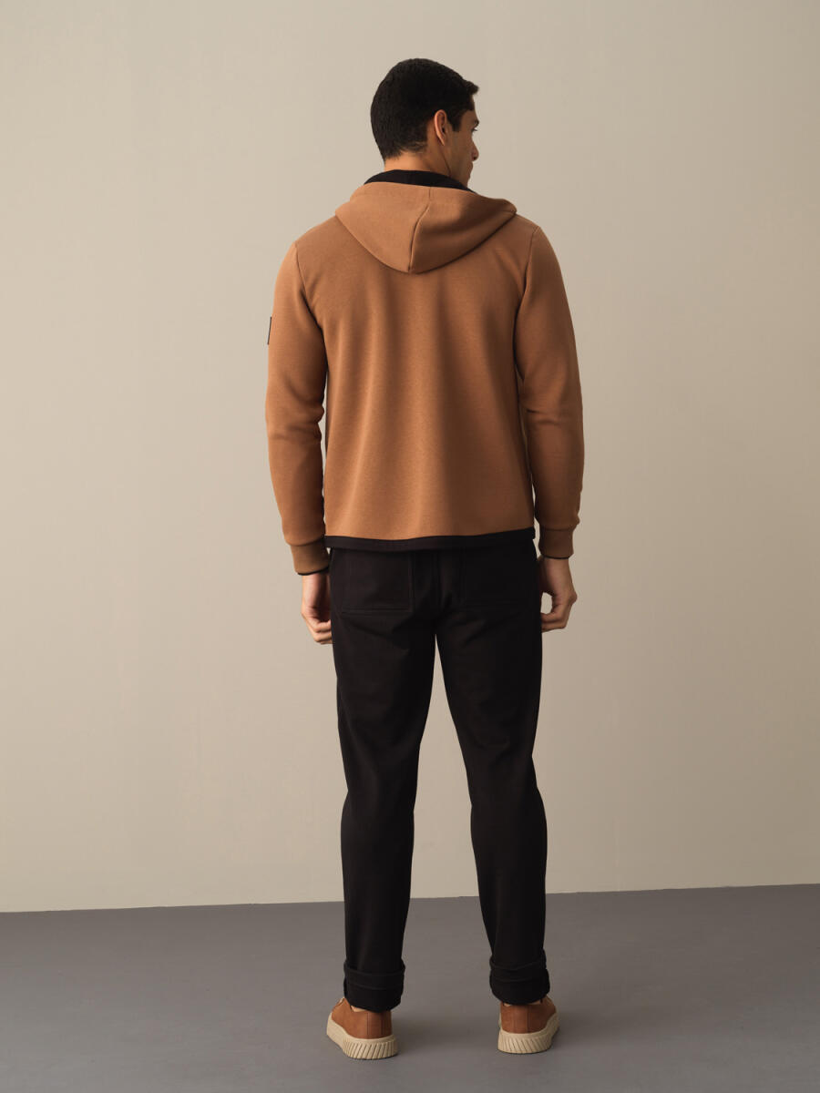 Camel Regular Fit Kapüşonlu Pamuklu Sweat Mont - 4