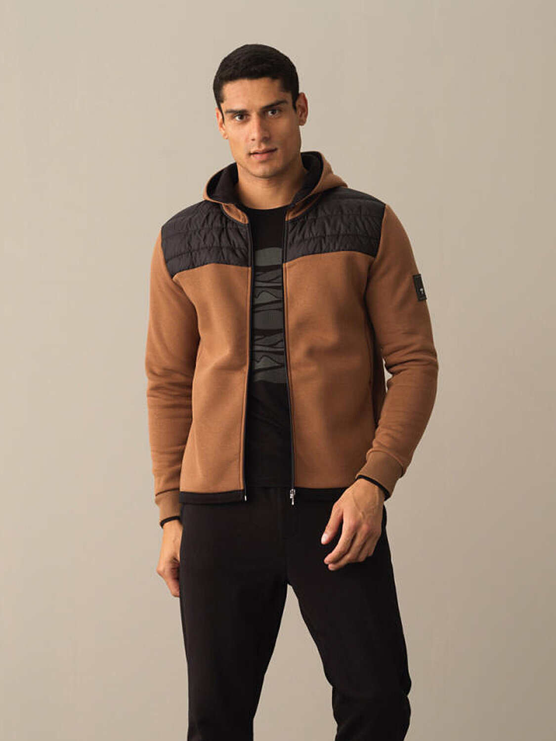 Camel Regular Fit Kapüşonlu Pamuklu Sweat Mont - 1