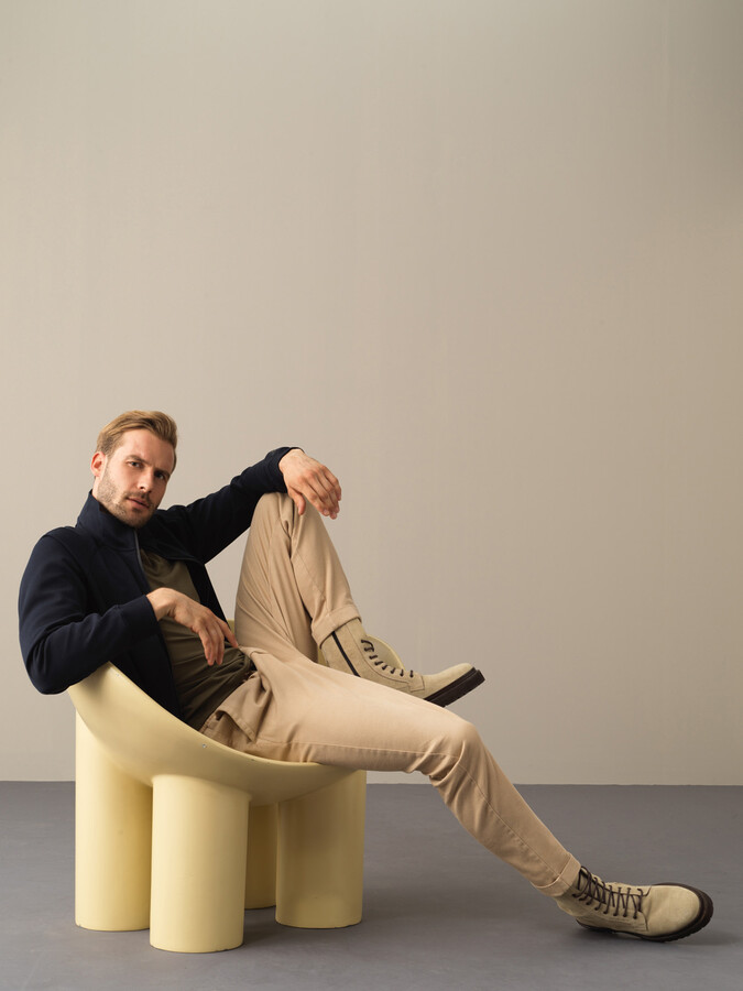 Lacivert Pamuk Dokulu Regular Fit Sweatmont - Xint