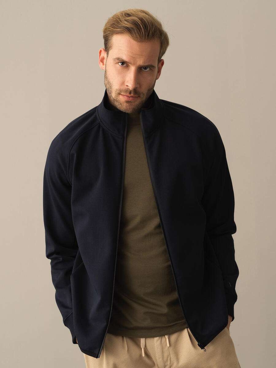 Lacivert Pamuk Dokulu Regular Fit Sweatmont 